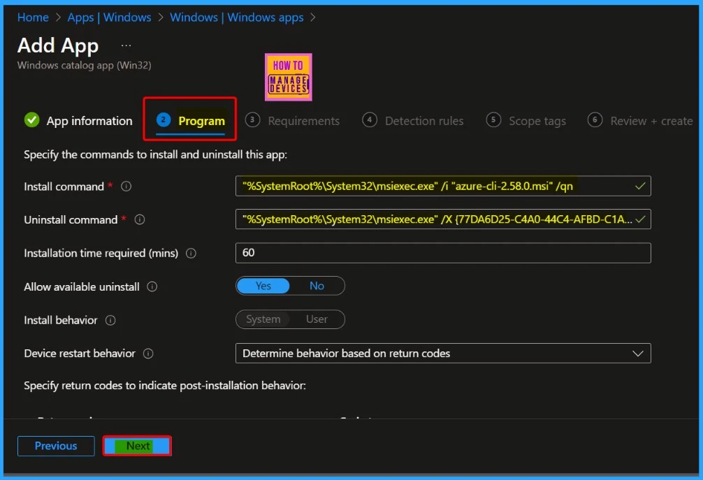 Microsoft Azure CLI Deployment using Intune Enterprise App Catalog App - Fig.6