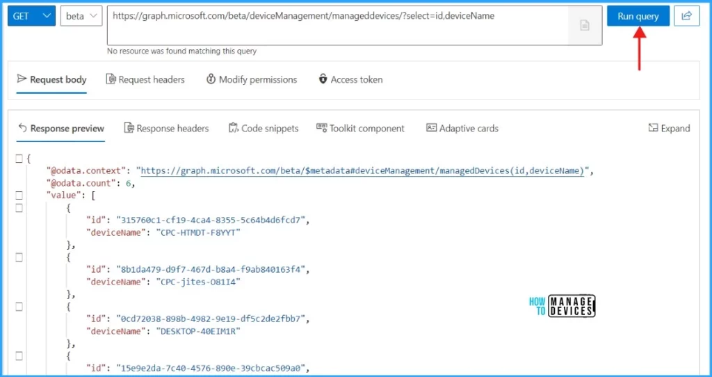 Best Guide to Restart Intune Devices Remotely using Microsoft Graph API and PowerShell Fig. 4