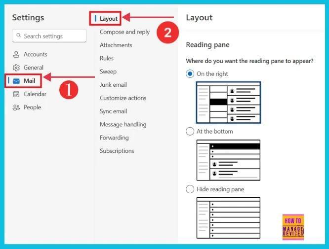 Remove or Change Reading Pane Layout in Outlook for Windows 11 - Fig.5