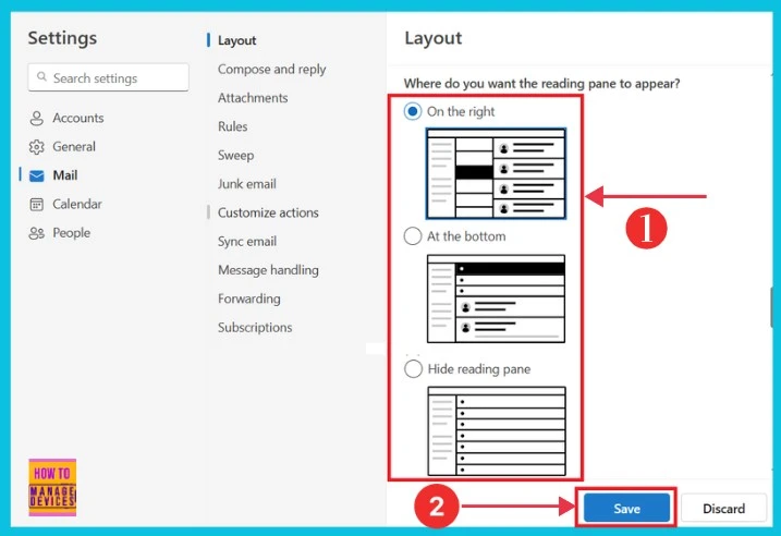 Remove or Change Reading Pane Layout in Outlook for Windows 11 - Fig.6