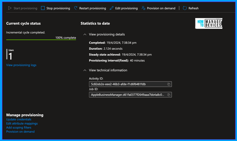 Renew SCIM Token in Apple Business Manager to Sync Entra ID Fig. 11