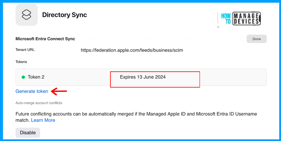 Renew SCIM Token in Apple Business Manager to Sync Entra ID Fig. 5