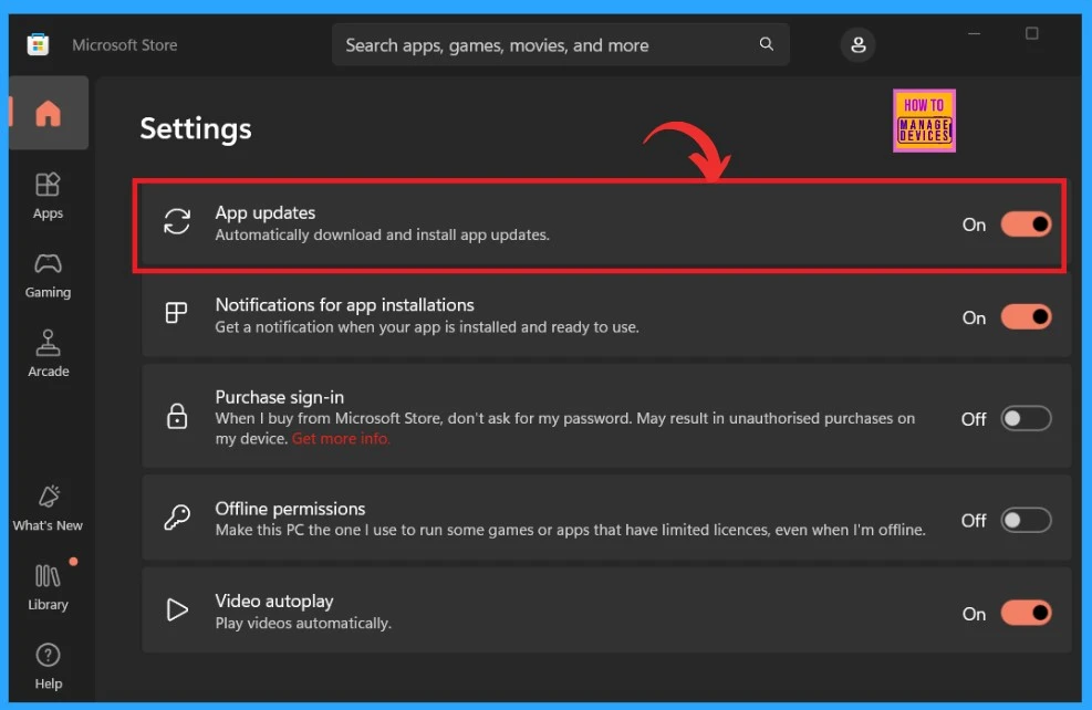 Turn on Automatic Store App Updates in Windows 11- Fig.2