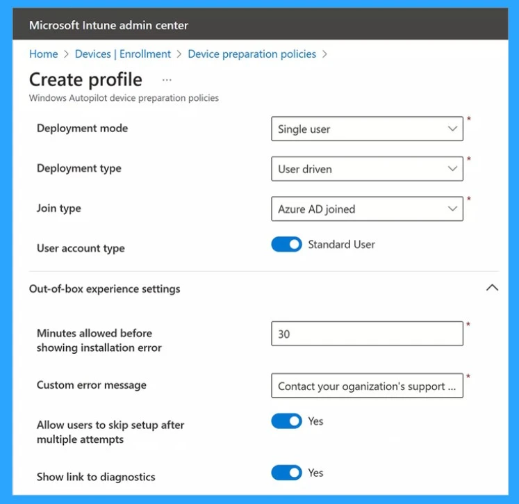 Autopilot without Device Hash Upload AVD Windows 365 Support and Real Progress Bar- Fig.4 Cred to MS