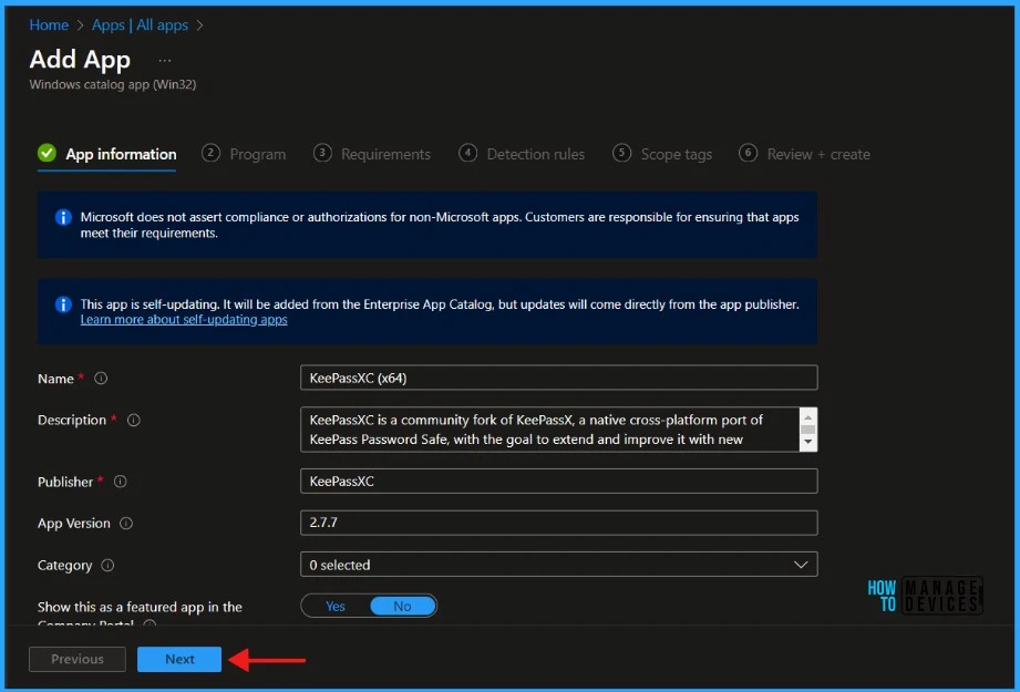 Install KeePassXC with Intune Enterprise App Catalog App: Step-by-Step Guide. Fig.06