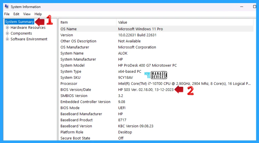 How to Check UEFI BIOS Firmware Version in Windows 11 - Fig. 3