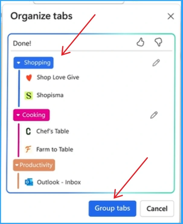 MS Edge Browser Automatic options to Organize Tabs Stay Organized with Tab Groups - Fig.3 - Creds to MS