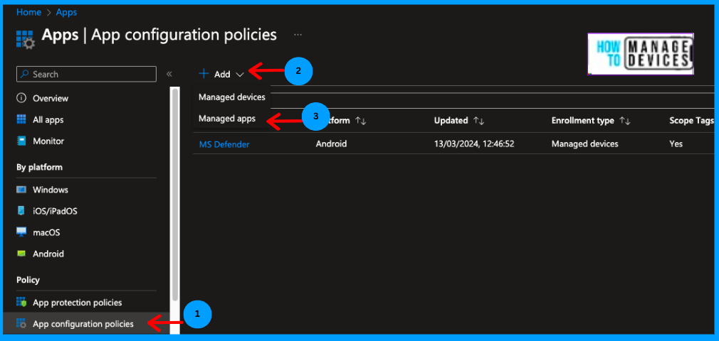 Manage Microsoft Edge Browser on Android devices using Intune Fig: 1