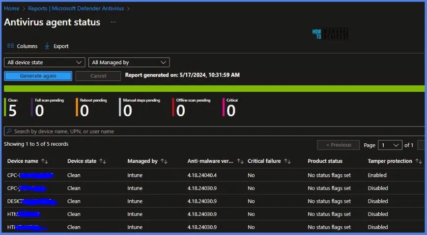 Monitoring Defender Updates Using Intune Portal Fig.8