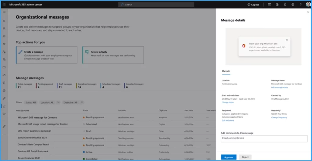 Organizational Messages Now Available on Microsoft 365 Admin Center 5 Organizational Messages Now Available on Microsoft 365 Admin Center - Fig.5 - Creds to MS