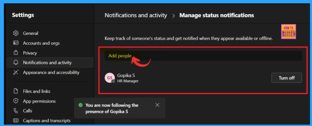 Enable Disable MS Teams Notify When Available Settings- Fig.3