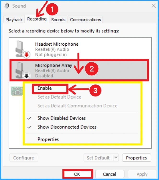Enable Disable Microphone Array in Windows 11 - Fig.9