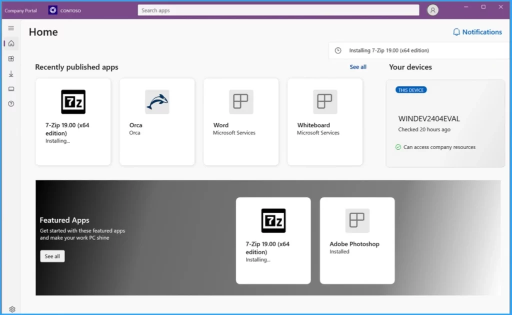 New Appearance for Intune Company Portal App for Windows - Fig.5 - Creds to MS