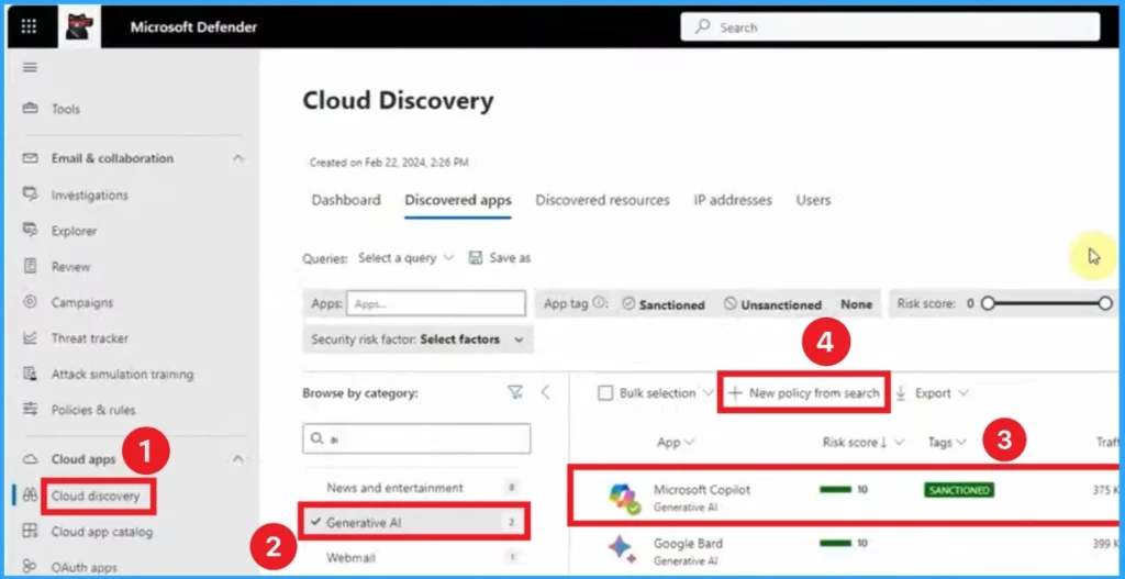 Secure AI Applications Using Microsoft Defender for Cloud Apps - Fig.5 - Creds to MS