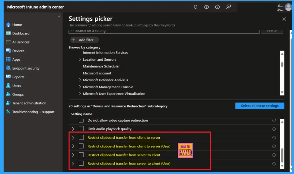Intune New Clipboard Transfer Direction Settings Now Available in Windows Settings Catalog 3 Intune New Clipboard Transfer Direction Settings Now Available in Windows Settings Catalog -Fig.2