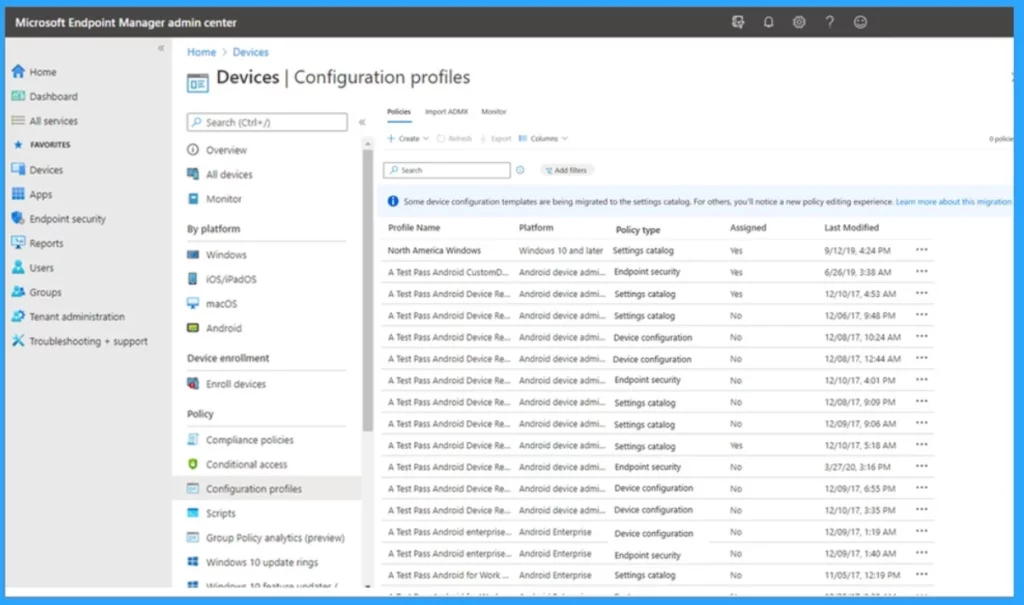 Windows Device Configuration Policies Migrating to Unified Settings Platform in Intune. Fig.1