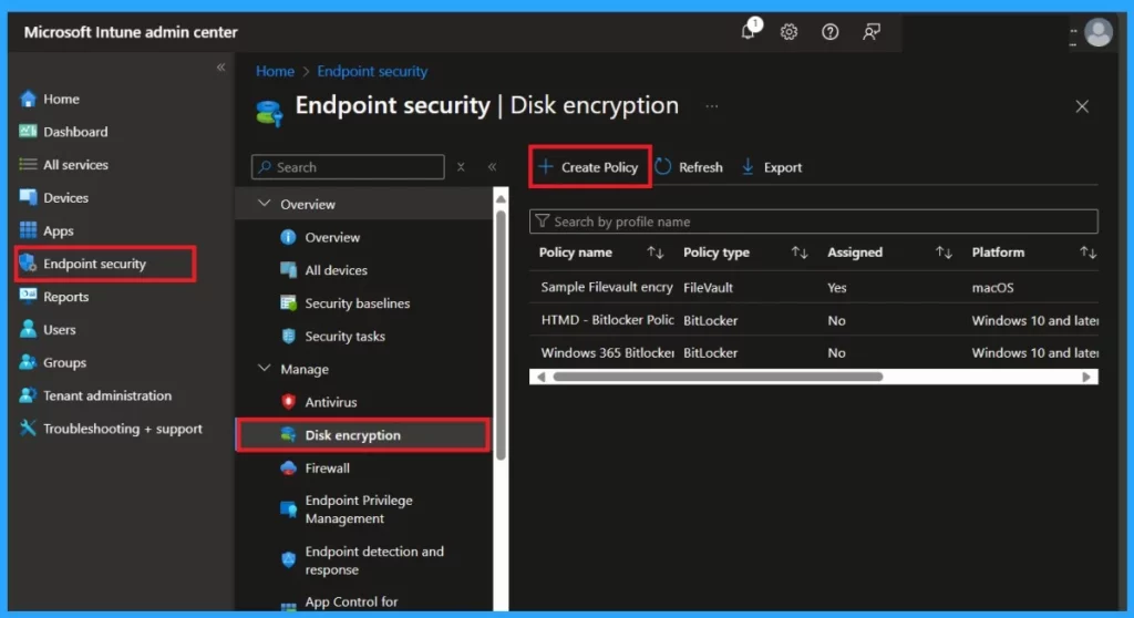 Issues on Configuring Minimum PIN Length for Startup in Disk Encryption Policies in Intune- Fig.1