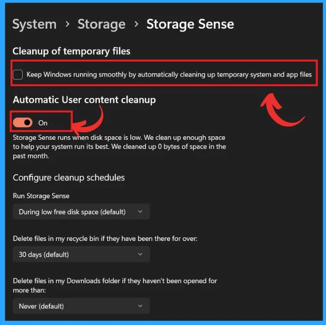 Storage Sense Cleanup of Temporary Files for Free-Up Disk Space in Windows 11-Fig.3
