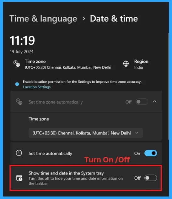 How to Show or Hide Time and Date on Taskbar System Tray in Windows 11 5 How to Show or Hide Time and Date on Taskbar System Tray in Windows 11-Fig.4