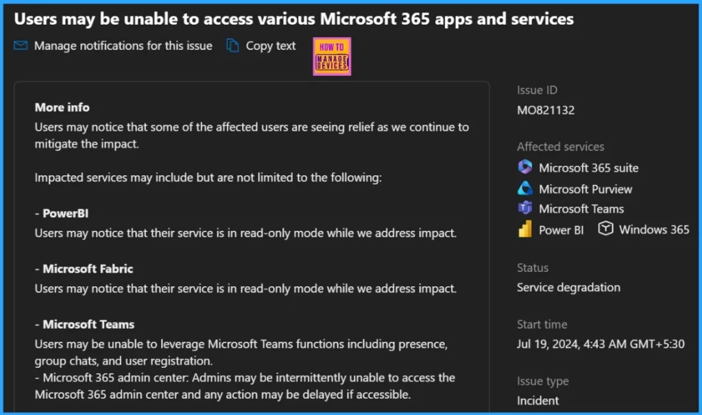 Significant Impact Accessing Microsoft 365 Apps and Windows 365 Services 2 Significant Impact Accessing Microsoft 365 Apps and Windows 365 Services Fig.2