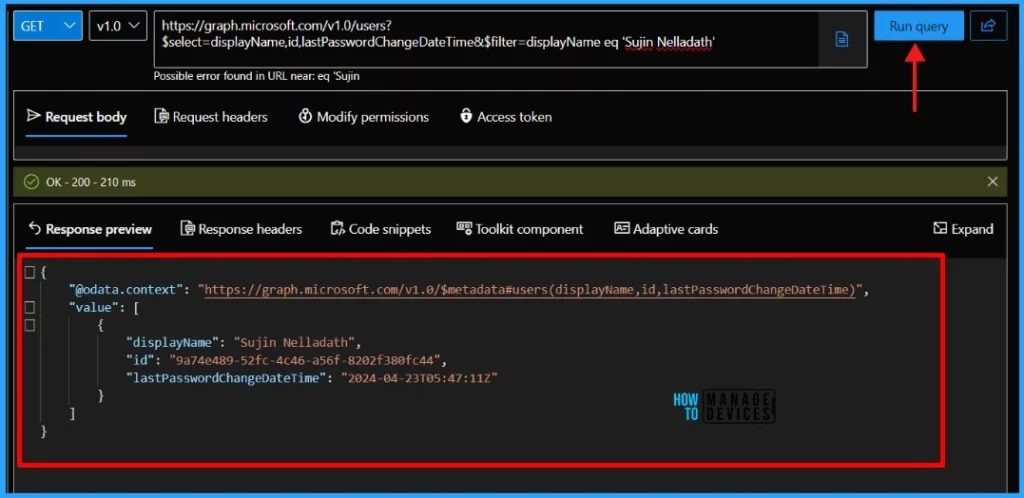 Get Information Last Password Change for an Entra ID User using Microsoft Graph API Fig. 4