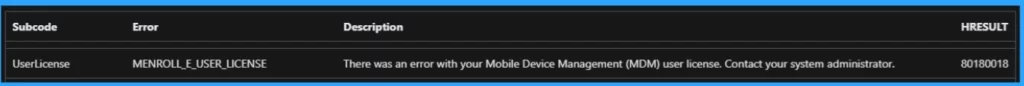 Fix MDM User License Error Code 0X80180018 - Fig.3 - Creds to MS