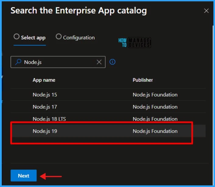 Step-by-Step Guide Install Node.js with Intune Enterprise App Catalog App 5 Install Node.js with Intune Enterprise App Catalog App Step-by-Step Guide. Fig.5