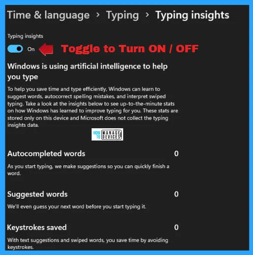 Turn On or Off Typing Insights in Windows 11 - Fig. 4