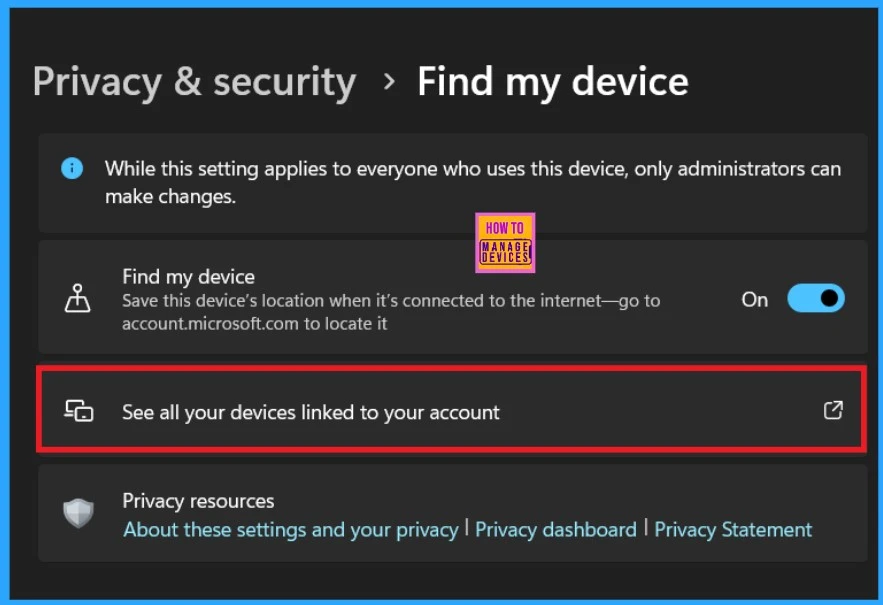 Turn On or Off Find My Device option in Windows 11 - Locate Device if Lost or Stolen-Fig.5