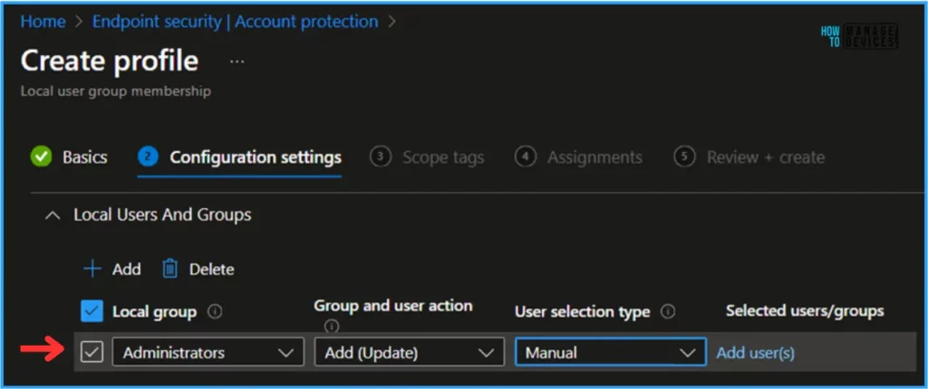 Add a Local User to Local Administrator Group with Intune Local User Membership Policy Fig. 5