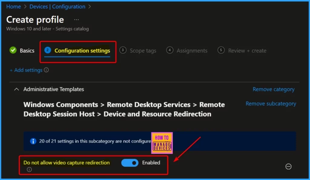 Enable Do Not Allow Video Capture Redirection in AVD using Microsoft Intune - Fig.4