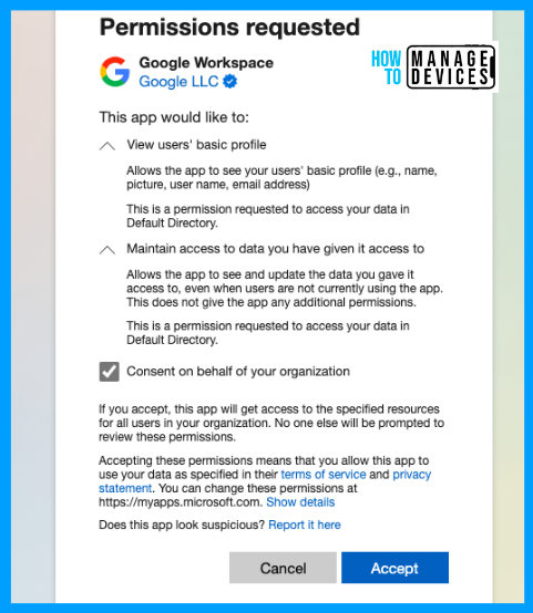 Connect Intune with Managed Google Play using Microsoft Entra Identity Account Instead of Google Account Fig: 5
