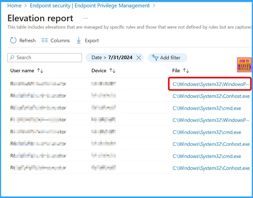 Easily Create MS Intune EPM Rules directly from the Elevation Reports - Fig.2 - Creds to MS