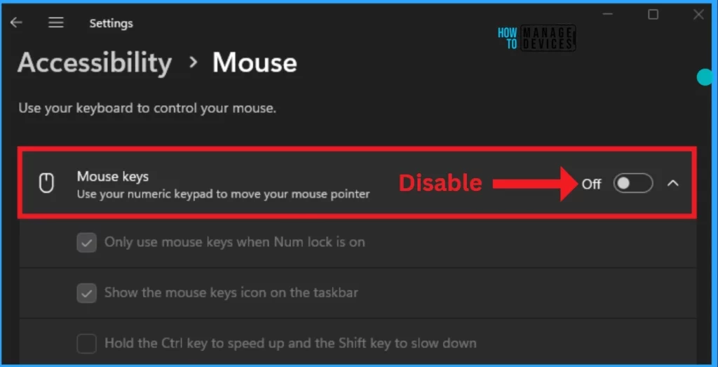 Enable or Disable Mouse Keys using the Numeric Keypad Move your Mouse Pointer in Windows 11 - Fig.5