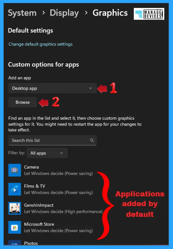 Add Remove Apps to Graphics Settings List | Graphics Performance Preferences for Apps in Windows 11 - Fig. 4