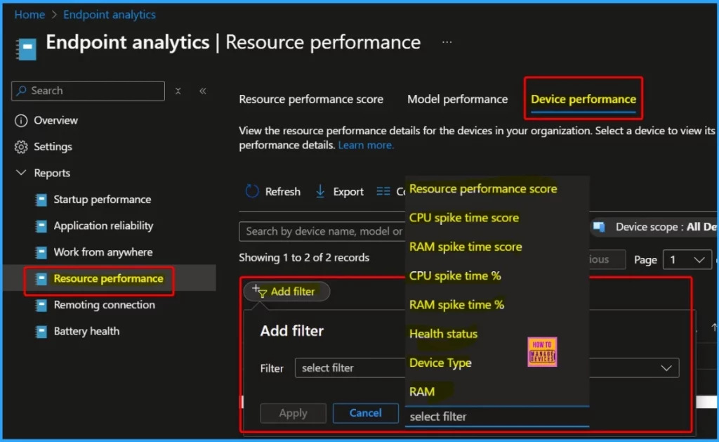 CPU and RAM Spike Time Scores Report for Windows Physical Devices in Intune Advanced Analytics - Fig.4