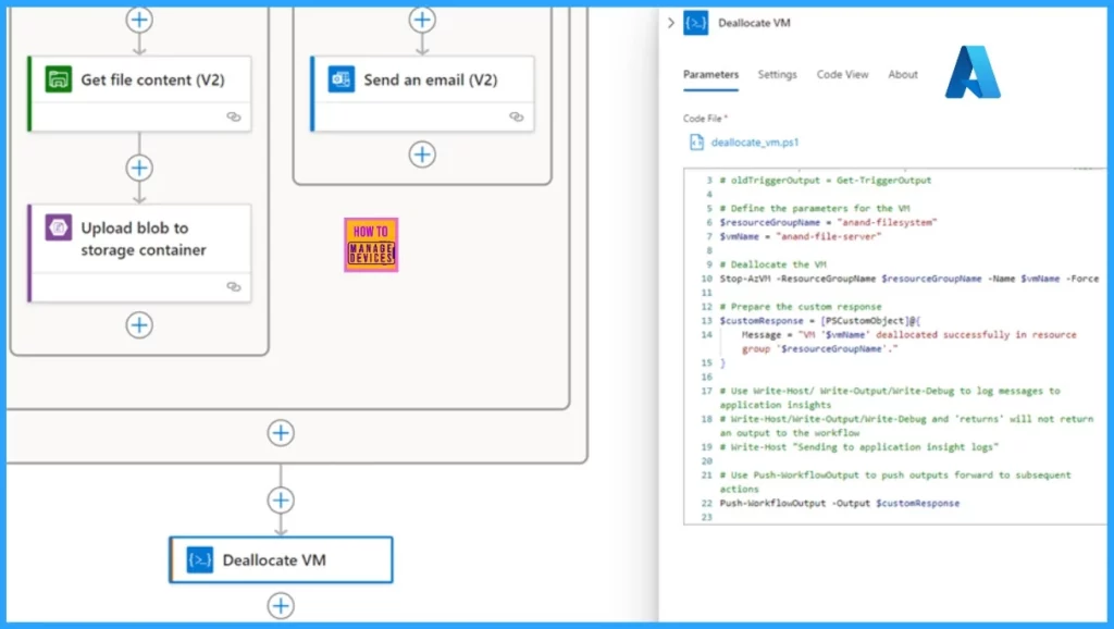 Start Stop Deallocate VMs with Inline PowerShell in Azure Logic Apps - Fig.6 - Creds to MS