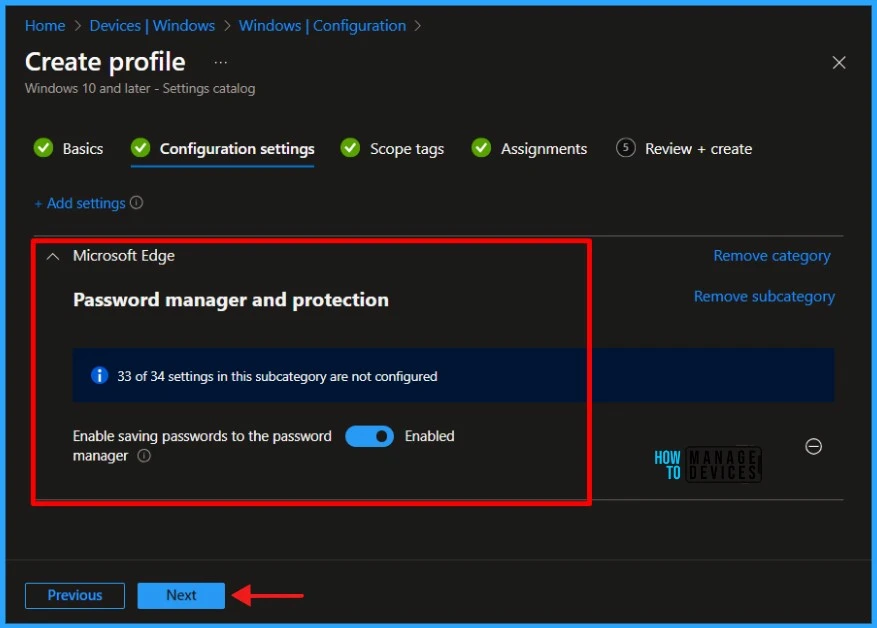How to Enable Saving Passwords in Microsoft Edge with Intune. Fig 05