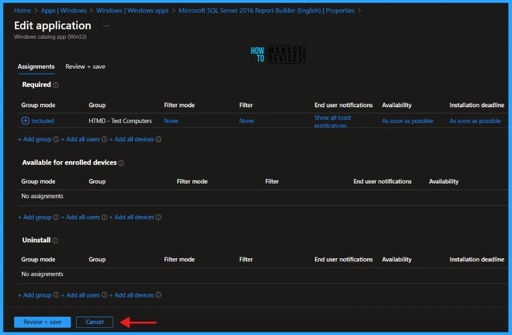 Guide to Install Microsoft SQL Server 2016 Report Builder with Intune Enterprise App Catalog App. Fig 13
