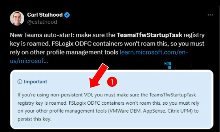 TeamsTfwStartupTask Registry Key is not Roamed with FSLogix ODFC Containers Fig.1.0