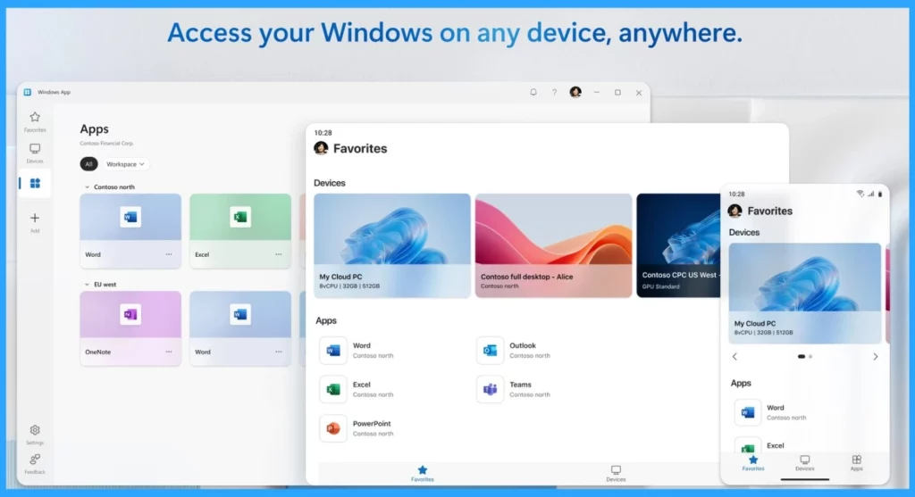 New Windows App available on iOS MacOS iPadOS Android Devices for Cloud W365 Cloud PC -Fig.5
