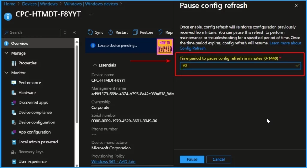 Best way Intune to Stop Sending New Policy Updates to Windows Devices using Intune Pause Config Refresh Feature - Fig.4