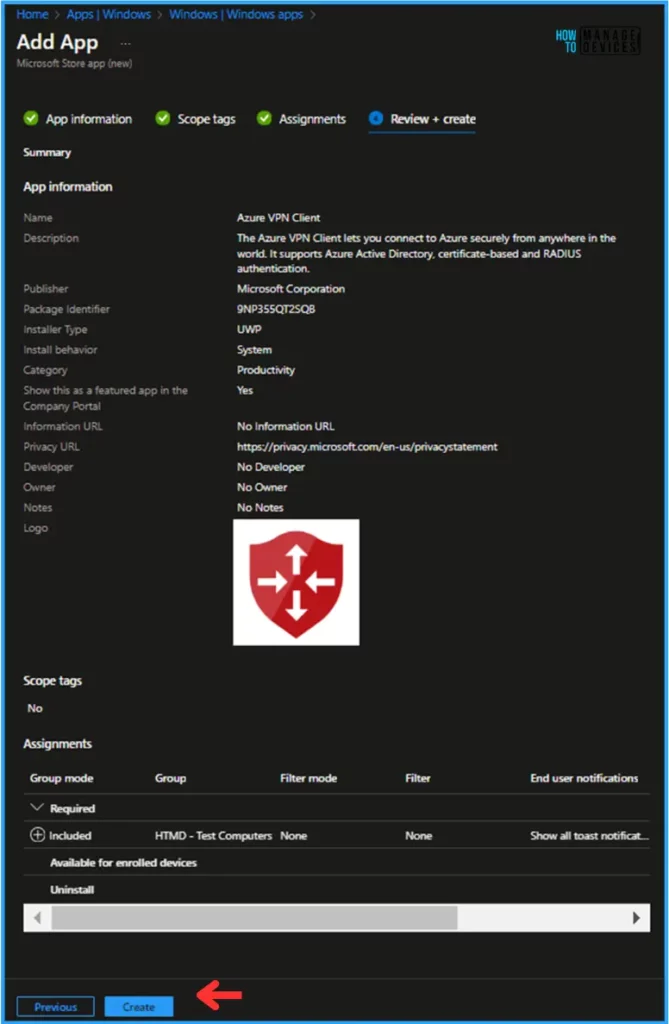 Easy Guide to Deploy Azure VPN Client Microsoft Store App Using Intune. Fig. 8