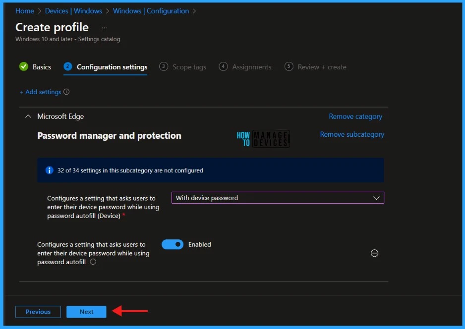 Enable or Disable Password Prompt for Autofill in the MS Edge Browser using Intune Policy Fig.06