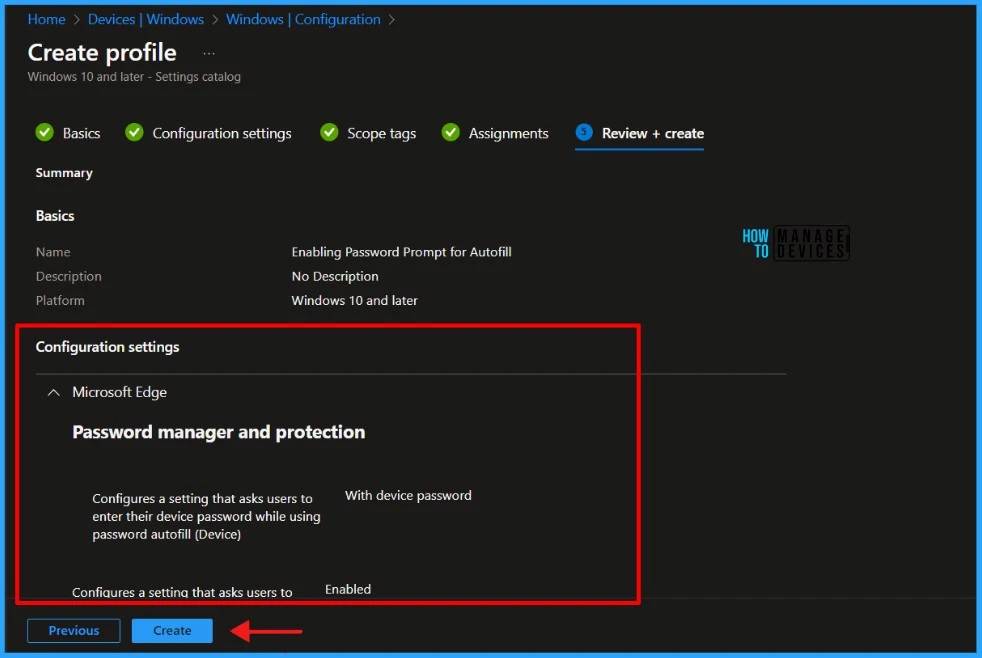Enable or Disable Password Prompt for Autofill in the MS Edge Browser using Intune Policy Fig.08