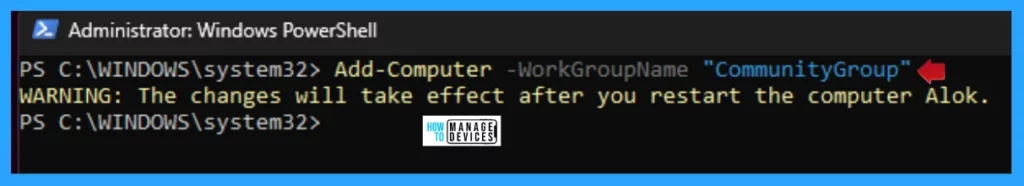 How to Change Add Remove Windows 11 PC from Workgroup using PowerShell Settings App - Fig. 12