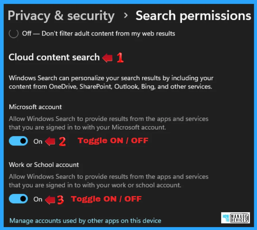 How to Turn On or Off Cloud Content Search in Windows 11 using Registry GPO Intune Policies - Fig.3