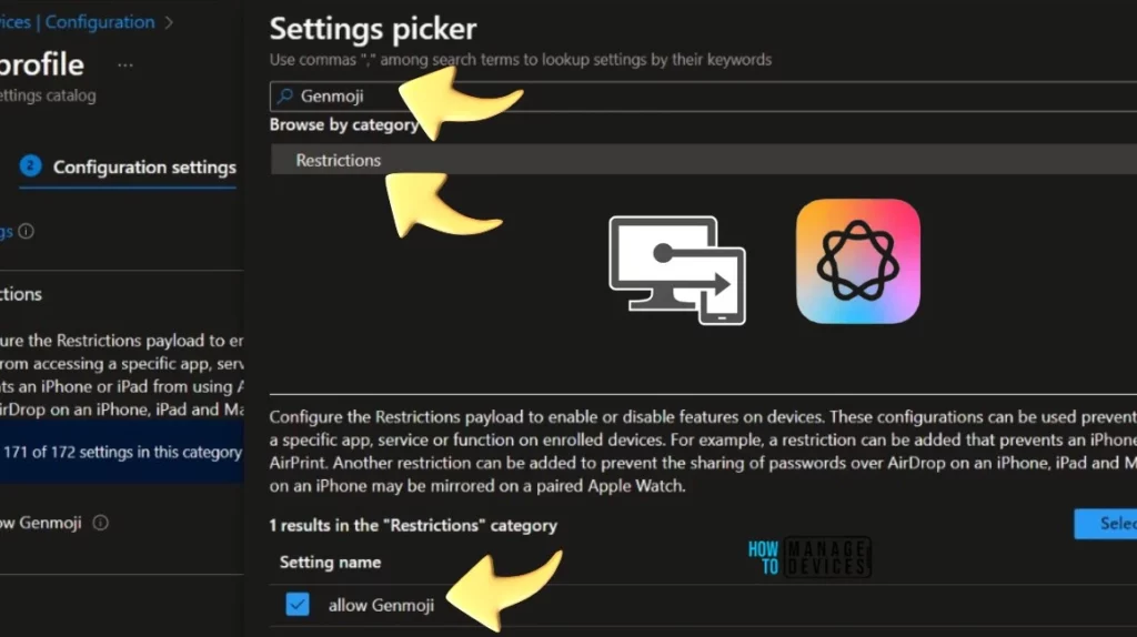Microsoft Intune Integration with Apple New Intelligence to Disable Features Genmoji Math Notes Image Wand Fig.1.1