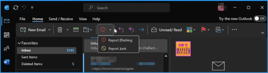 Report Button Not Removed in Classic Outlook After Setting Use a Non-Microsoft Add in Button - Fig.1