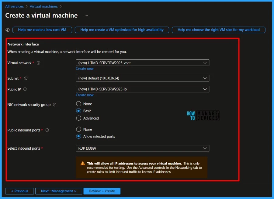 Step-by-Step Guide: Creating a Windows Server 2025 in Microsoft Azure from Scratch. Fig. 07